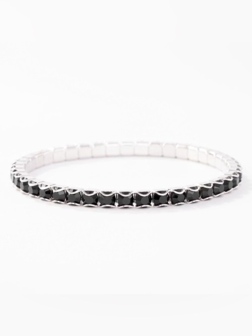 Touchstone Crystal Silver Bracelet with Black Crystals